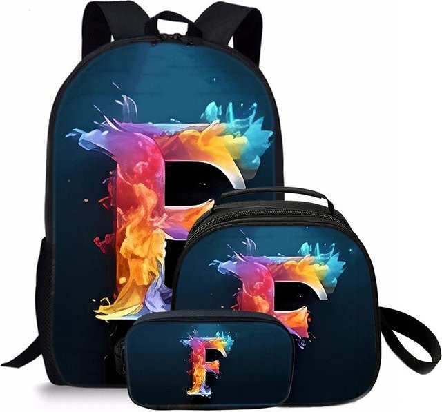 3er Set BAOERYE Lunchbeutel und Federmäppchen im Cartoon-Design für Kinder, bunt, aus Nylon und Polyester - Bild 1