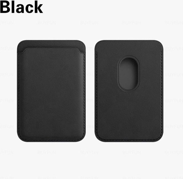MEGOU Magnetische Leder Geldbörse und Kartenhalter MagSafe Hülle für iPhone 12 bis iPhone 16 Pro Max Plus, Schwarz - Bild 1