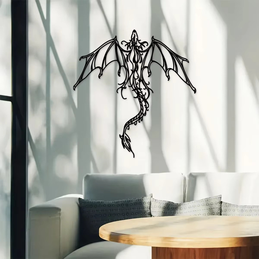 CIFBUY Wandkunst Drache aus Metall in Schwarz als Fantasy Dekoration für dein Zuhause - Bild 4