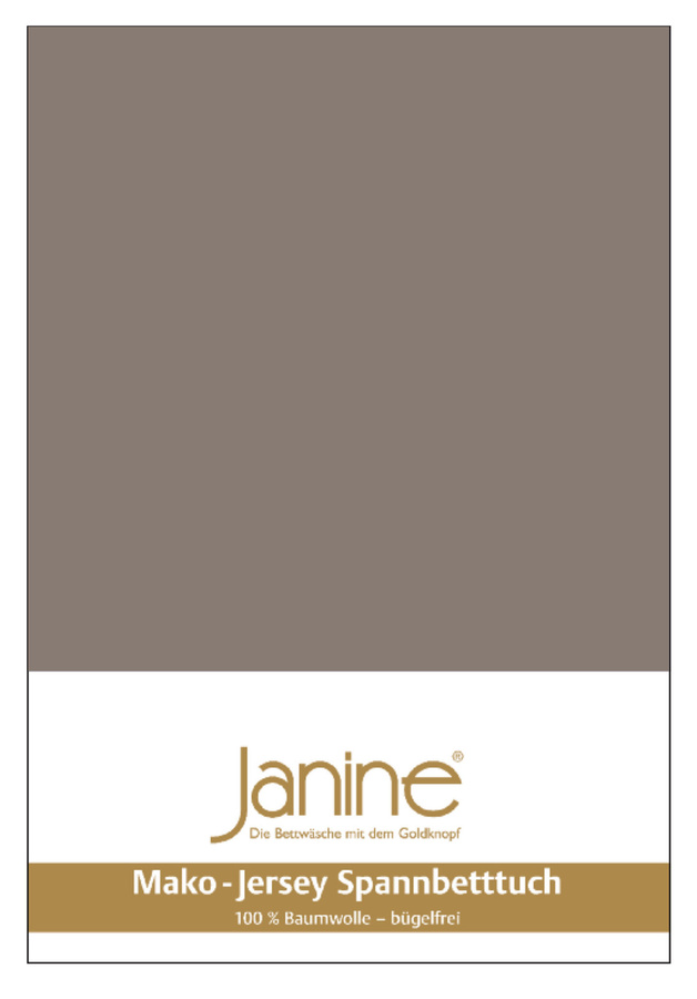 Janine Mako Jersey Spannbetttuch Bettlaken aus Baumwolle, Farbe: Taupe/Beige, B/T: 90 x 190 cm - Bild 1
