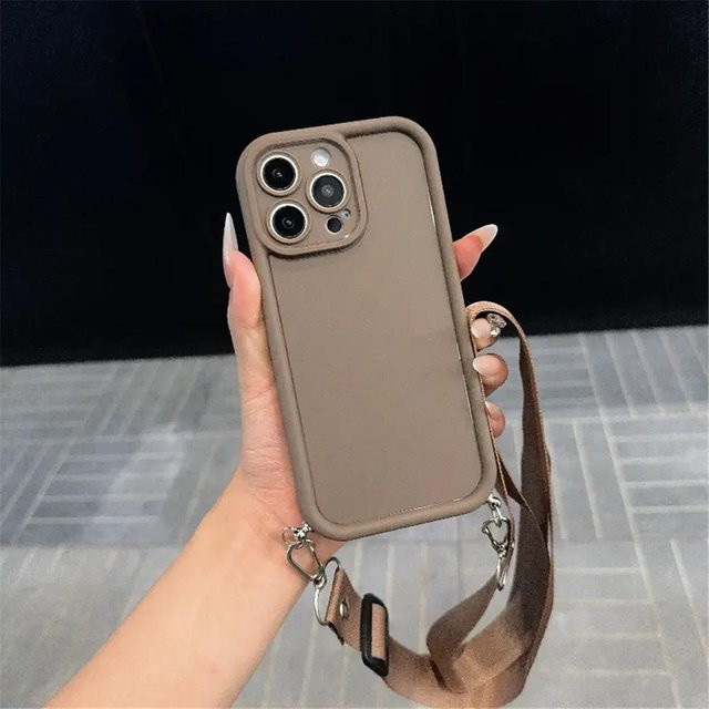 Xiaomi Handyhülle mit Lanyard Kette in Braun für Redmi 14C 13C 12 12C 10 10A 10C 9A 9C A5 A3 A2 A1 Plus Matt Weiche Hülle - Bild 1
