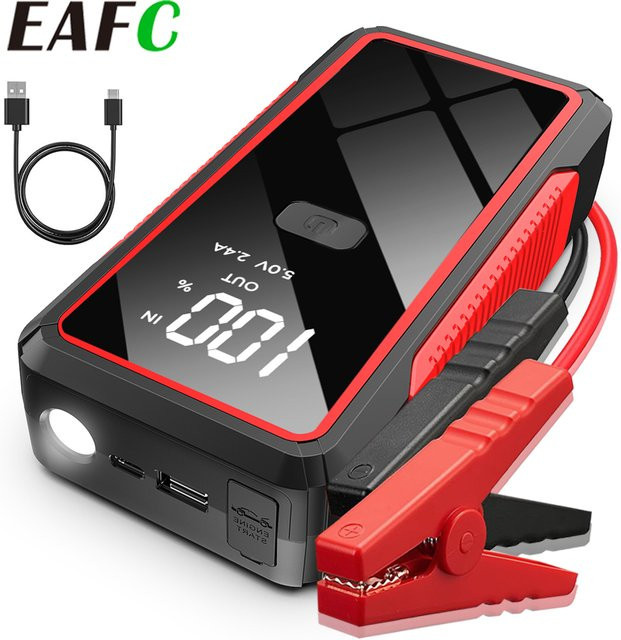 EAFC Tragbarer Auto Booster mit LED Display für Benzin und Diesel, Starthilfe 2000A/600A, Schwarz - Bild 1