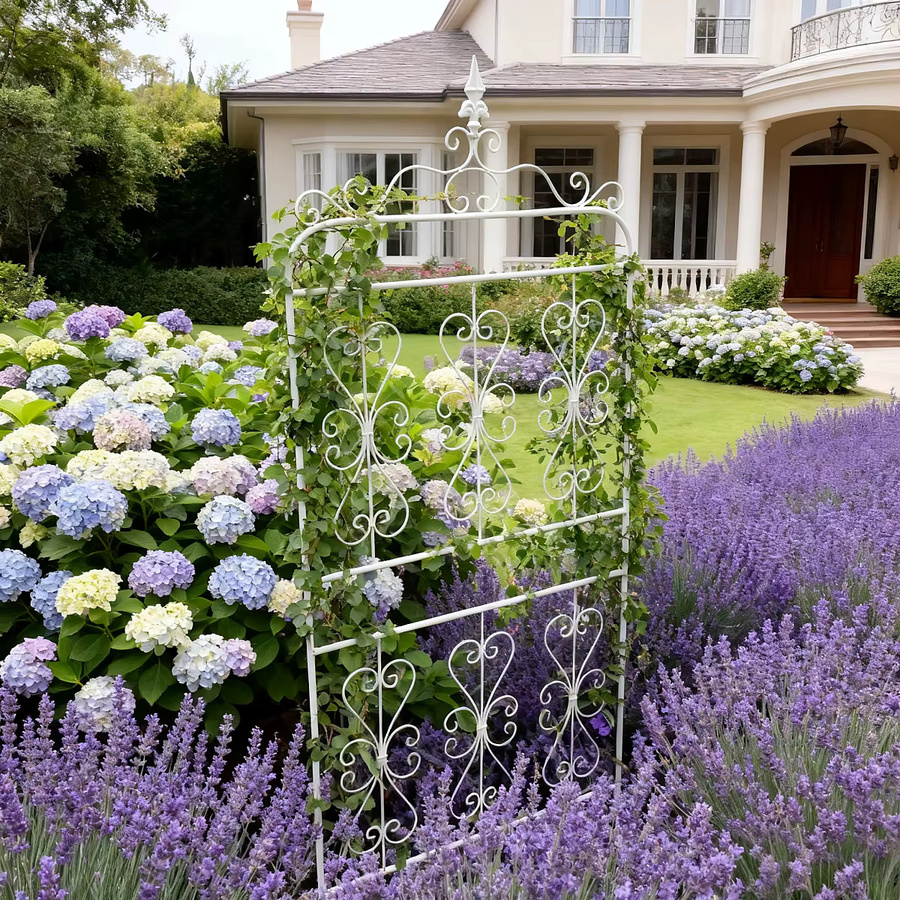 Multifunktionaler Blumenständer aus Schmiedeeisen für Balkon und Garten als Rankgitter und Zaun Dekoration, Farbe: Grün oder Weiß - Bild 2