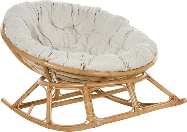 Beliani Schaukelstuhl im Boho-Stil aus Rattan in Beige, B/T/H: 108 x 110 x 72 cm - Bild 1