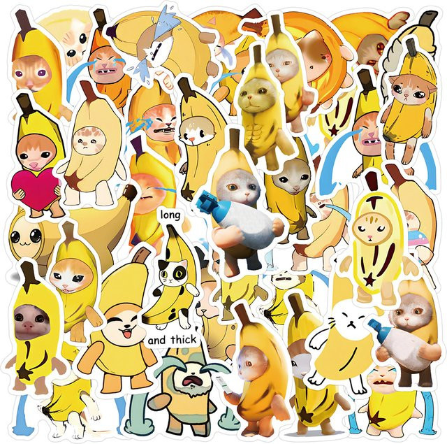 Rspctou Bananen-Katzen MEME Aufkleber, Sticker-Set, 10 Stück - Bild 1