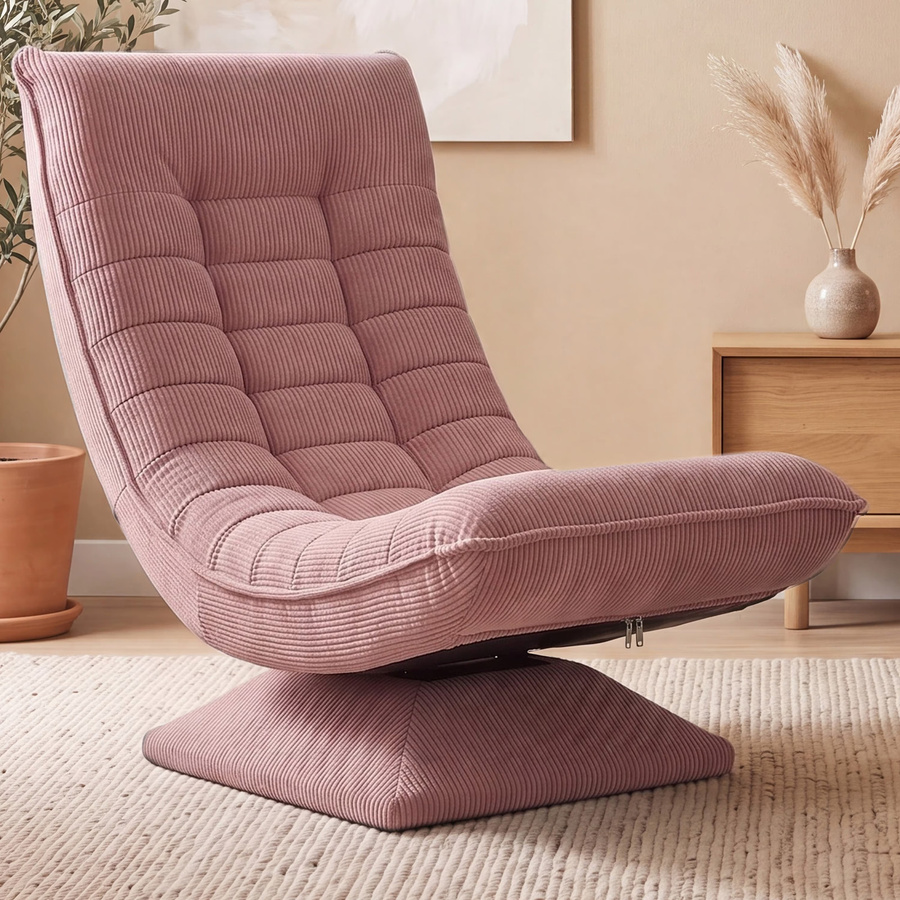 CASARIA Sessel Aberdeen Dunkelpink Cord 5fach verstellbar 360 Grad drehbar klappbar - Bild 2