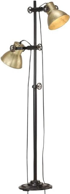 vidaXL Stehlampe aus Gusseisen in Messing und Schwarz mit 2 E27 Fassungen im industriellen Design - Bild 1