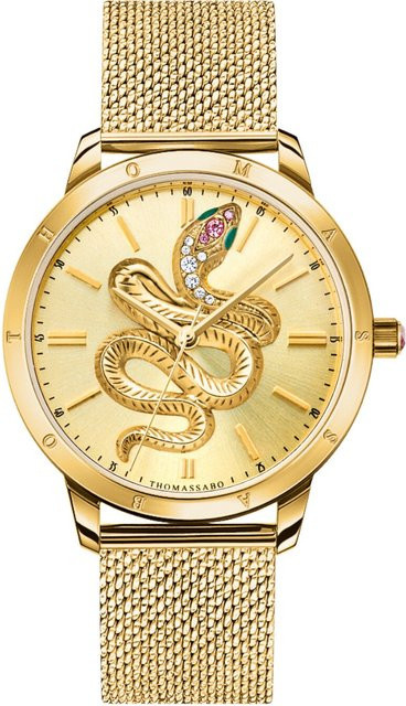Thomas Sabo Damenuhr Schlange, Quarz, Edelstahl, Gold, 33 mm - Bild 1