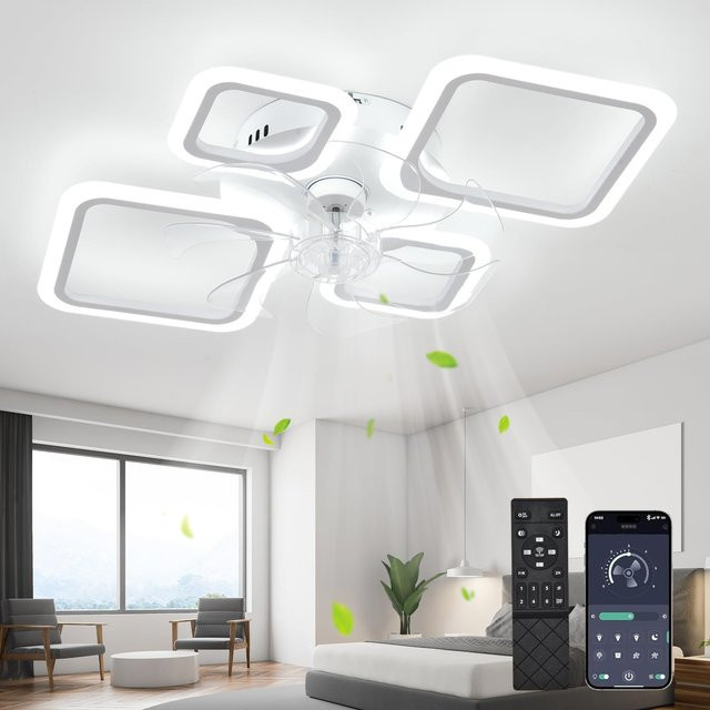 Dimmbarer Deckenventilator mit Beleuchtung von Yopyuenn in Weiß, 65W - Bild 1