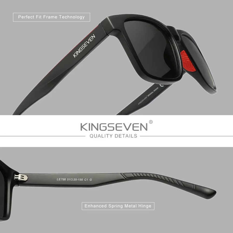 KINGSEVEN Sonnenbrille, Vollrand, Schwarz, Unisex, Kunststoff, polarisiert - Bild 2