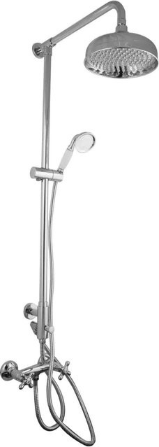 PaulGurkes Nostalgie Aufputz Duschsystem mit Armatur und Handbrause in Chrom und Silber - Bild 1