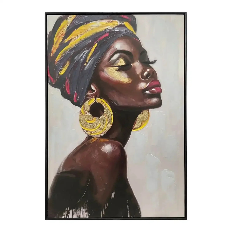 Mansion atmosphere Canvas-Bild Frau mit Ohrringen in Gold und Multicolour, Breite: 60 cm, Höhe: 90 cm - Bild 1
