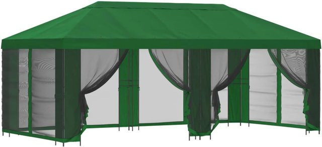 vidaXL Pavillon mit Seitenwänden aus Polyester und Stahl in Grün, B/T: 6 x 3 m - Bild 1