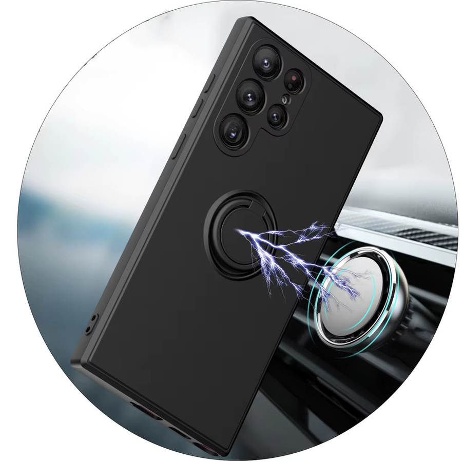 Silikonhülle mit 360-Grad-Fingerring für Samsung Galaxy S23 S24 Ultra Plus S22 S21 S20 FE S10 Plus A32 A52 in Schwarz und Lila - Bild 2