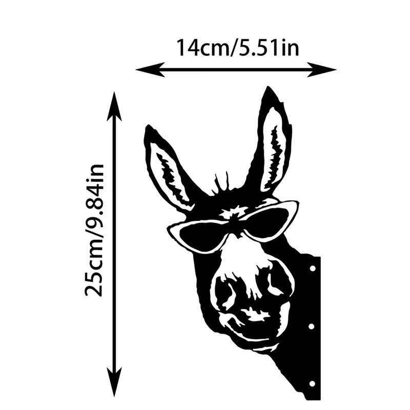 Esel Silhouette aus Eisen in Schwarz als Garten Ornament und Wandkunst für Outdoor und Farm Dekor - Bild 2