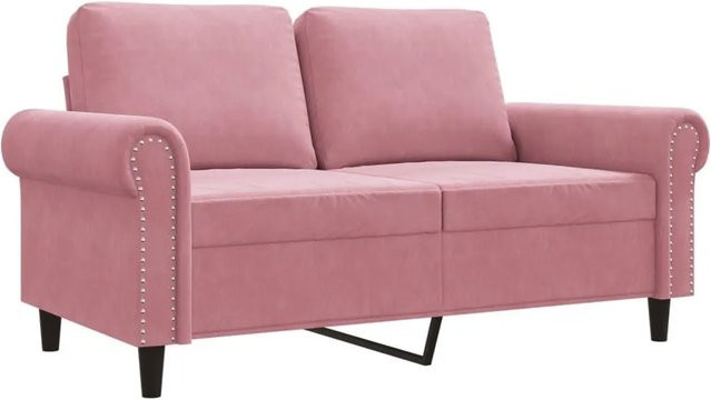 vidaXL 2-Sitzer-Sofa in Rosa, modernes Samt-Sofa mit Armlehnen und Metallrahmen, Breite: 152 cm - Bild 1