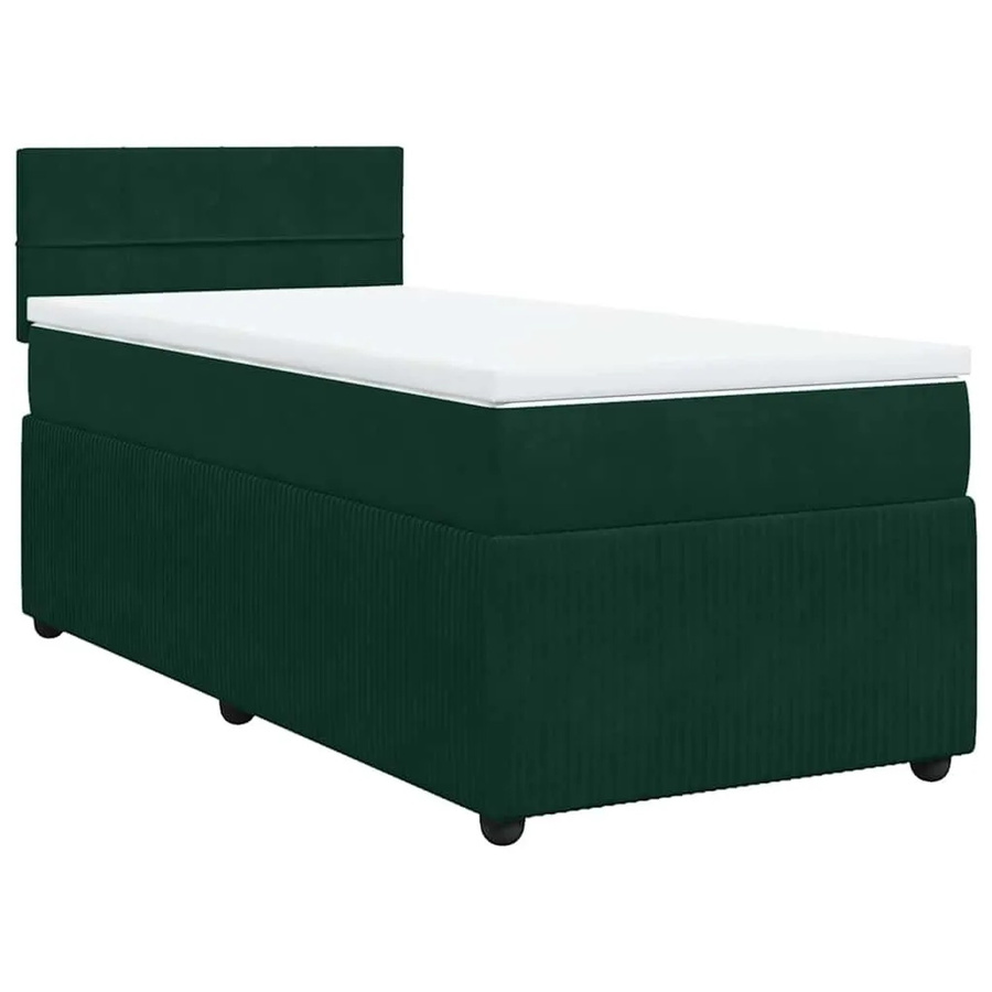 vidaXL Boxspringbett mit Matratze in Dunkelgrün und Weiß, Hybridbett aus Samt mit USB-Ladeport und Unterbettbeleuchtung, B/T: 80 x 200 cm - Bild 2