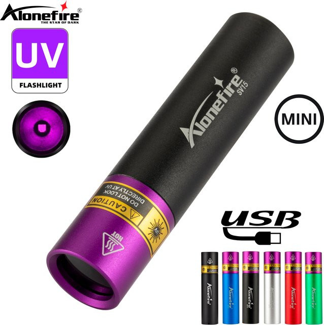 Alonefire SV15 Mini UV-Schwarzlicht-Taschenlampe 365nm Schwarz USB-aufladbar - Bild 1