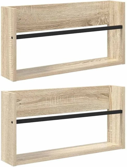 vidaXL Magazinregal 2er Set Sonoma-Eiche Wandmontage B: 60 cm, T: 12 cm, H: 30 cm - Bild 1