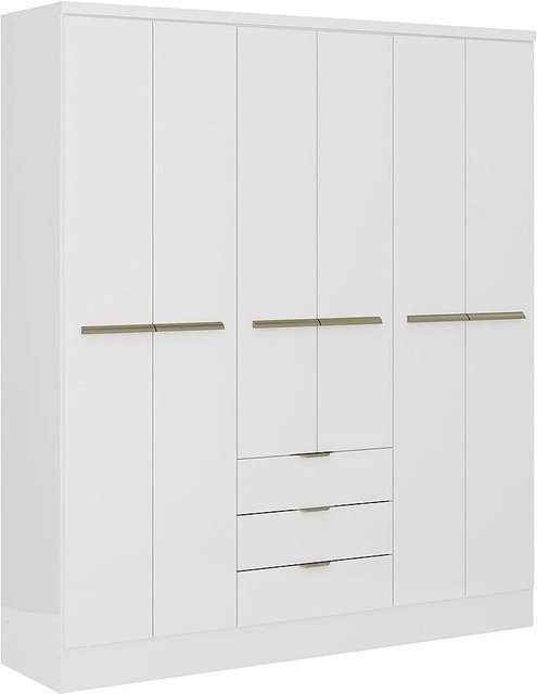 Kleiderschrank Peroli in Weiß mit Scharniertüren und integrierten Schubladen, Breite: 180 cm - Bild 1