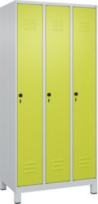 C+P Spind Classic PLUS Garderobenschrank mit 3 Abteilen, Stahlkonstruktion, grau/grün, H x B x T: 195 x 90 x 50 cm - Bild 1