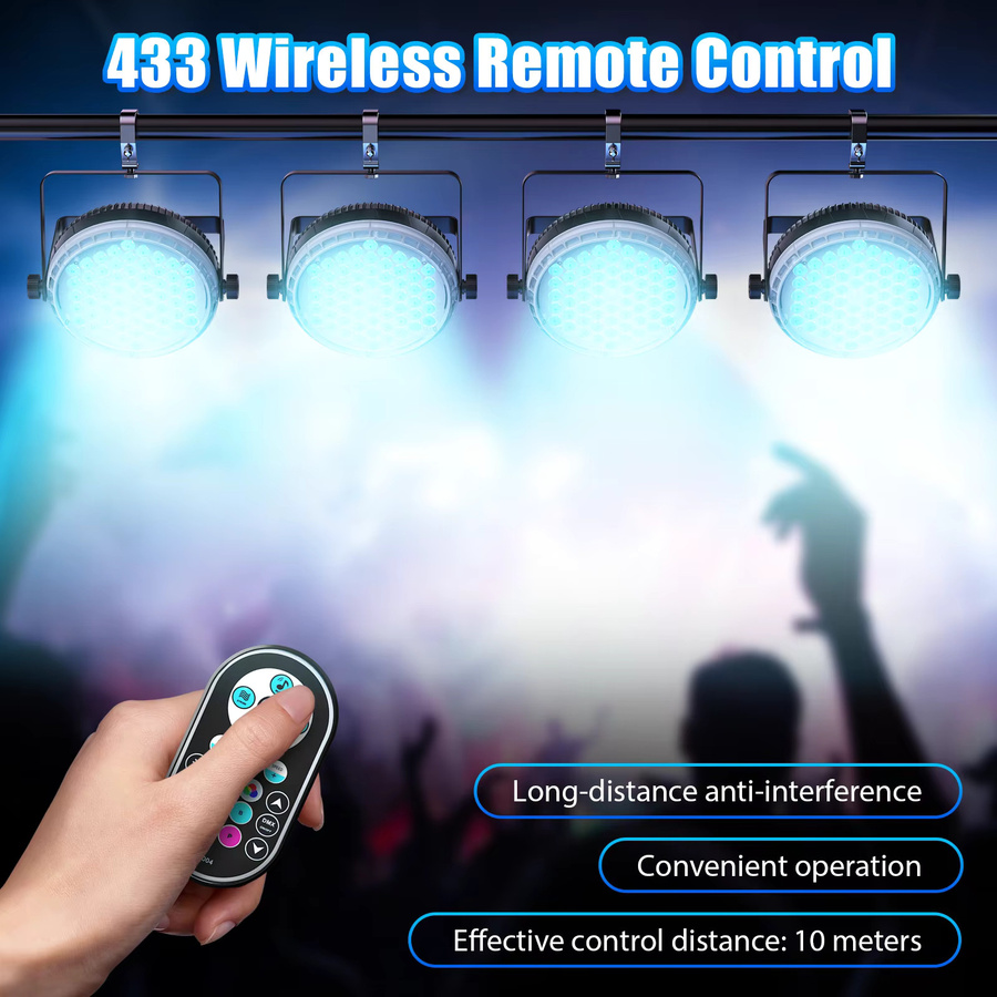 U'King 4er Set RGBW LED Par Licht 120W mit 60 LEDs, Flache Bühnenbeleuchtung mit DMX und Fernbedienung, Schwarz, Multicolour Effekt für DJ, Party, Hochzeit und Disco - Bild 3