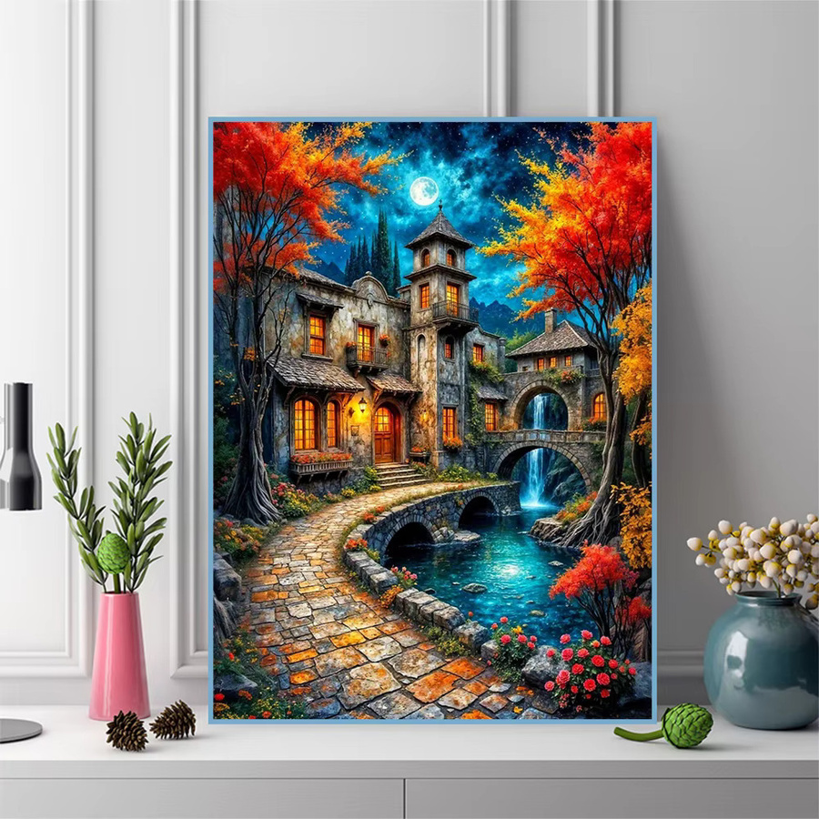 Evershine Diamant-Gemälde Landschaft mit Straße, Mosaik-Stickerei mit vollen Bohrern in Multicolour, B/H: 30 x 30 cm - Bild 3