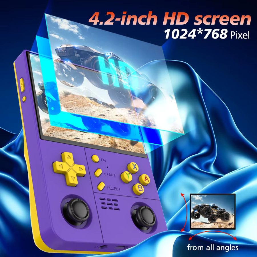 BOYHOM R40XXPROMAX Retro-Handheld Gaming-Gerät mit ARKOS 2.0, 4,2 Zoll HD-IPS-Bildschirm, 4500mAh und WLAN in Gelb oder Lila - Bild 3