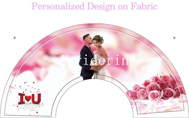 100 Stück personalisierte faltbare Handfächer von Auviderin aus Bambus und Textil in Pink mit floralem Design für Hochzeiten und Jubiläen - Bild 1
