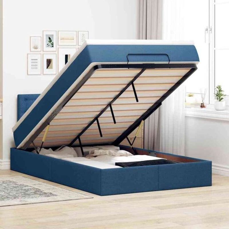 vidaxl Polsterbett Ottomane mit Matratze und LED-Beleuchtung in Blau, B/T/H: 120 x 190 cm - Bild 1