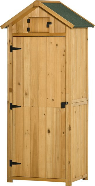 Outsunny Gartenschrank als Gartenhaus und Geräteschuppen mit Fachböden, Asphaltdach und Fenster, Farbe: Gelb-Grün, B/T/H: 77 x 54,2 x 179 cm - Bild 1