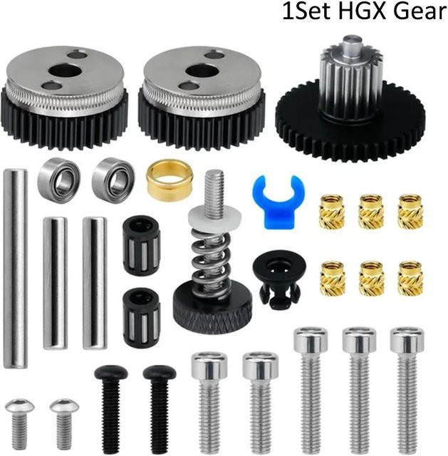 HGX LITE Dual-Gear-Extruder mit Untersetzungsgetriebe aus Hartstahl und Hochgeschwindigkeitsmotor für 3D-Drucker, Farbe: Grau - Bild 1
