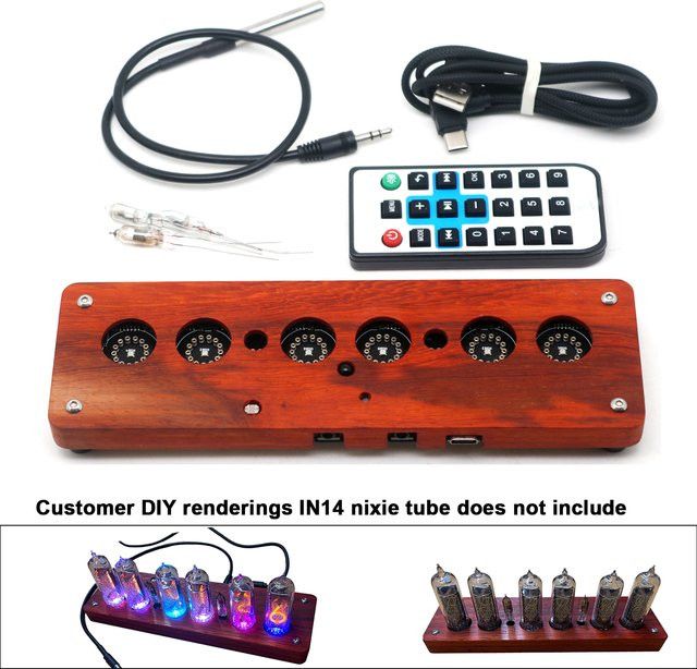 Dykbcells IN14 Nixie-Röhren DIY WiFi-Uhr mit Digitalanzeige für Zeit, Datum, Temperatur und Wecker inklusive Fernbedienung - Bild 1