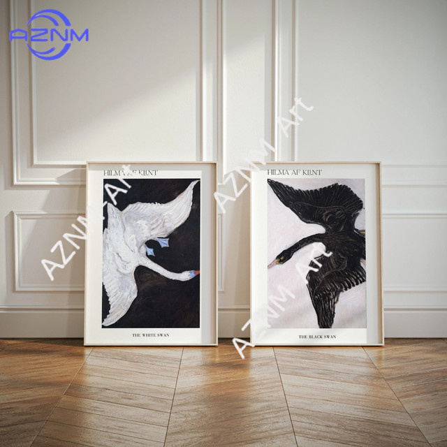 AZNM Wandkunst Hilma Af Klint Der Schwan Paper Poster im Vintage-Stil für dein Wohnzimmer - Bild 1