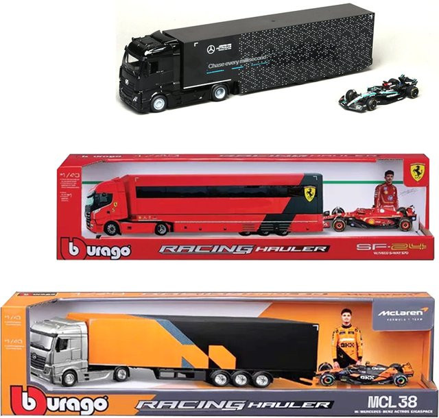 Bburago F1 Transport Racing Hauler, LKW, 1:43, Metall, ab 3 Jahren - Bild 1