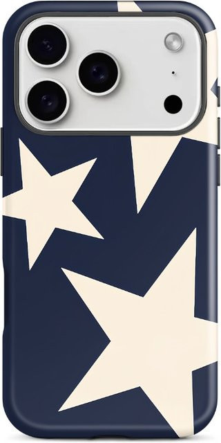 Luxuriöse Doppelschicht Handyhülle für Apple iPhone 11 bis 17 Pro Max Air Plus in Dunkelblau mit weißen Sternen - Bild 1