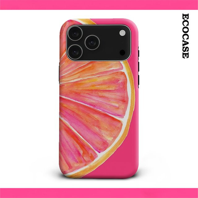Aquarell-Grapefruit-Scheibe Handyhülle für Apple iPhone 17 16 15 14 13 12 11 Pro Max Plus mit doppelschichtiger Rückseite in Pink - Bild 1