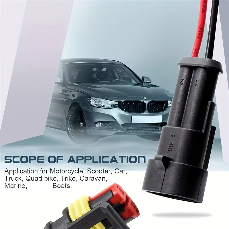 10 Stück 2-polige elektrische Kabelstecker 18 AWG Set mit männlichen und weiblichen Steckverbindern in Schwarz für Auto und LKW - Bild 4