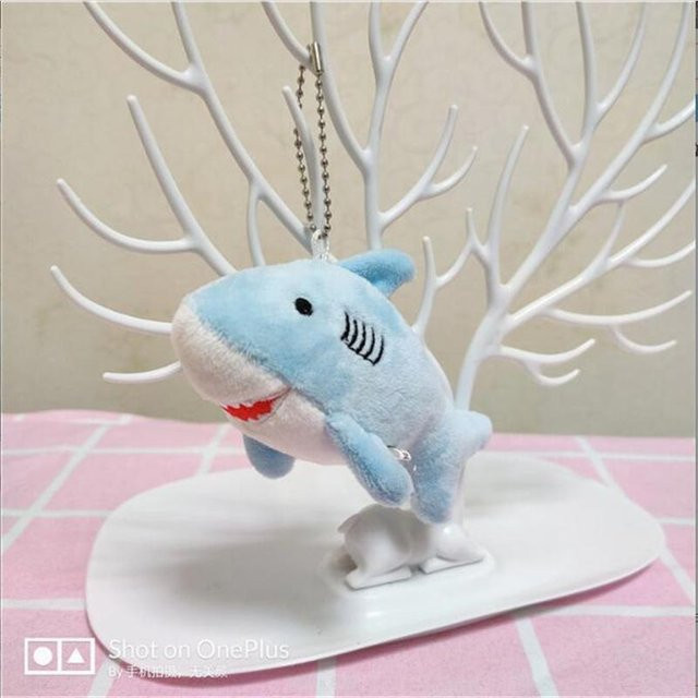 BC Pet Supplies Plüschhai-Spielzeug, Stofftier Schlüsselanhänger, Weiß, Blau, ab 6 Jahren - Bild 1