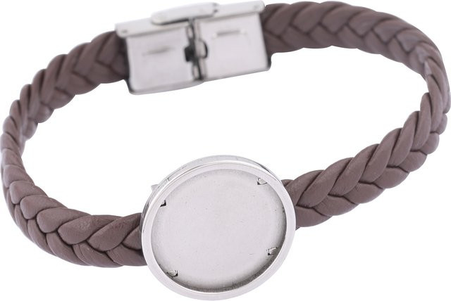 Lederarmband-Basisrohlinge Edelstahl, braun, 20 mm, Unisex - Bild 1