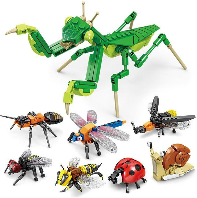 Yiran toy Baustein Montage Spielzeug Insekt Vogel Meerestier Gottesanbeterin Biene Wald 6-12 Jahre - Bild 1