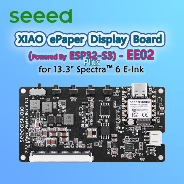 Seeed XIAO E-Paper Display Board EE02 mit 13,3 Zoll Spectra 6 E-Ink, SenseCraft HMI Firmware vorinstalliert, XIAO ESP32-S3, Schwarz - Bild 1