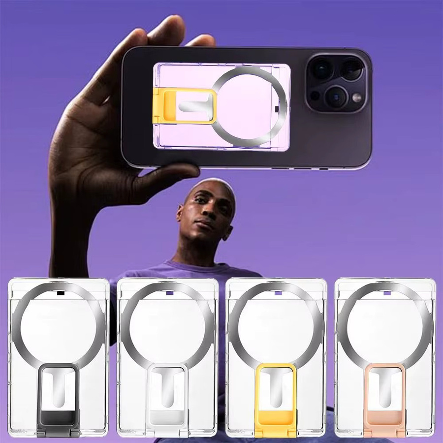 Transparenter magnetischer Handy-Geldbörsenhalter mit Kartentasche für Apple MagSafe und iPhone 15, 14, 13, 12 in Gold - Bild 2