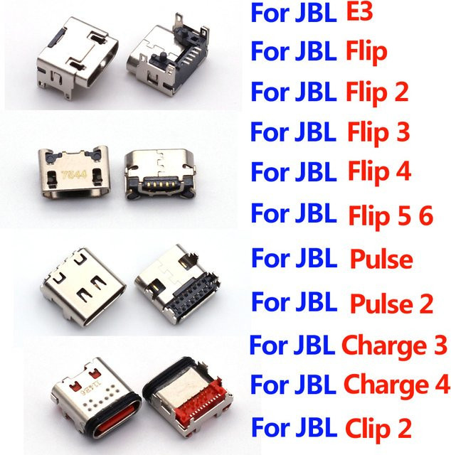5er-Set USB-C Ladeport-Ersatzstecker für JBL Flip 3, Flip 4, Flip 5 und Flip 6 Bluetooth Lautsprecher in Silber - Bild 1