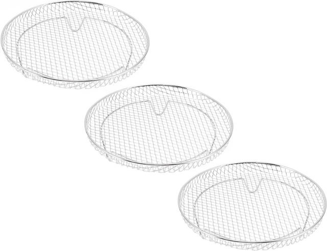 mfySpace 3er Set Stapelbare Dörrgestelle für Heißluftfritteusen aus Edelstahl in Silber - Bild 1