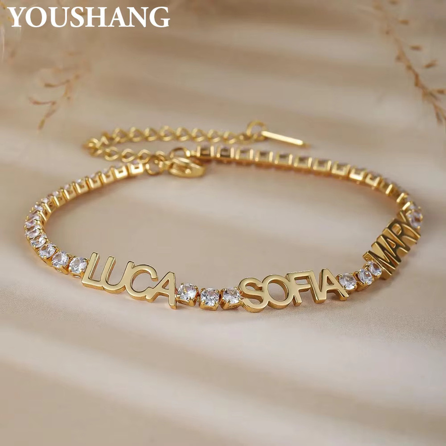 QSZB Armband Edelstahl, Zirkonia, Gold, Unisex - Bild 2