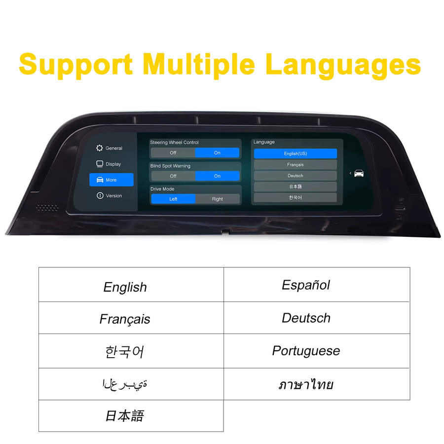 CATRONICS Big Air Vent HUD Display für Tesla Model 3 Highland 2024-2026 und Model Y Juniper 2025-2026, 9,6 Zoll, Schwarz, mit CarPlay Unterstützung und mehrsprachiger Anzeige - Bild 2