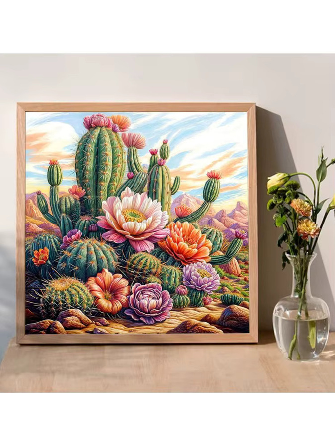 EverShine House Diamant-Stickerei Landschaft mit Hirsch und Blumenbild, Multicolour, quadratisch, B/T: 20 x 20 cm - Bild 3
