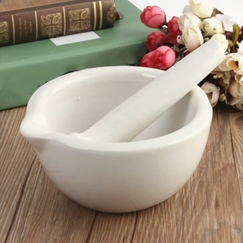 ACRDDK Keramik Mörser und Stößel Set in Weiß, 6 cm Durchmesser - Bild 2