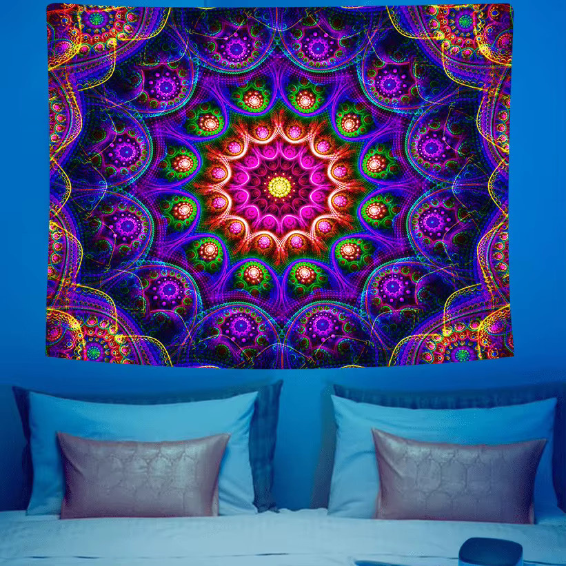 VIKAMA Mandala Wandteppich mit geometrischen Mustern in Multicolour, Rechteckig, B/H: 60 x 40 cm - Bild 2